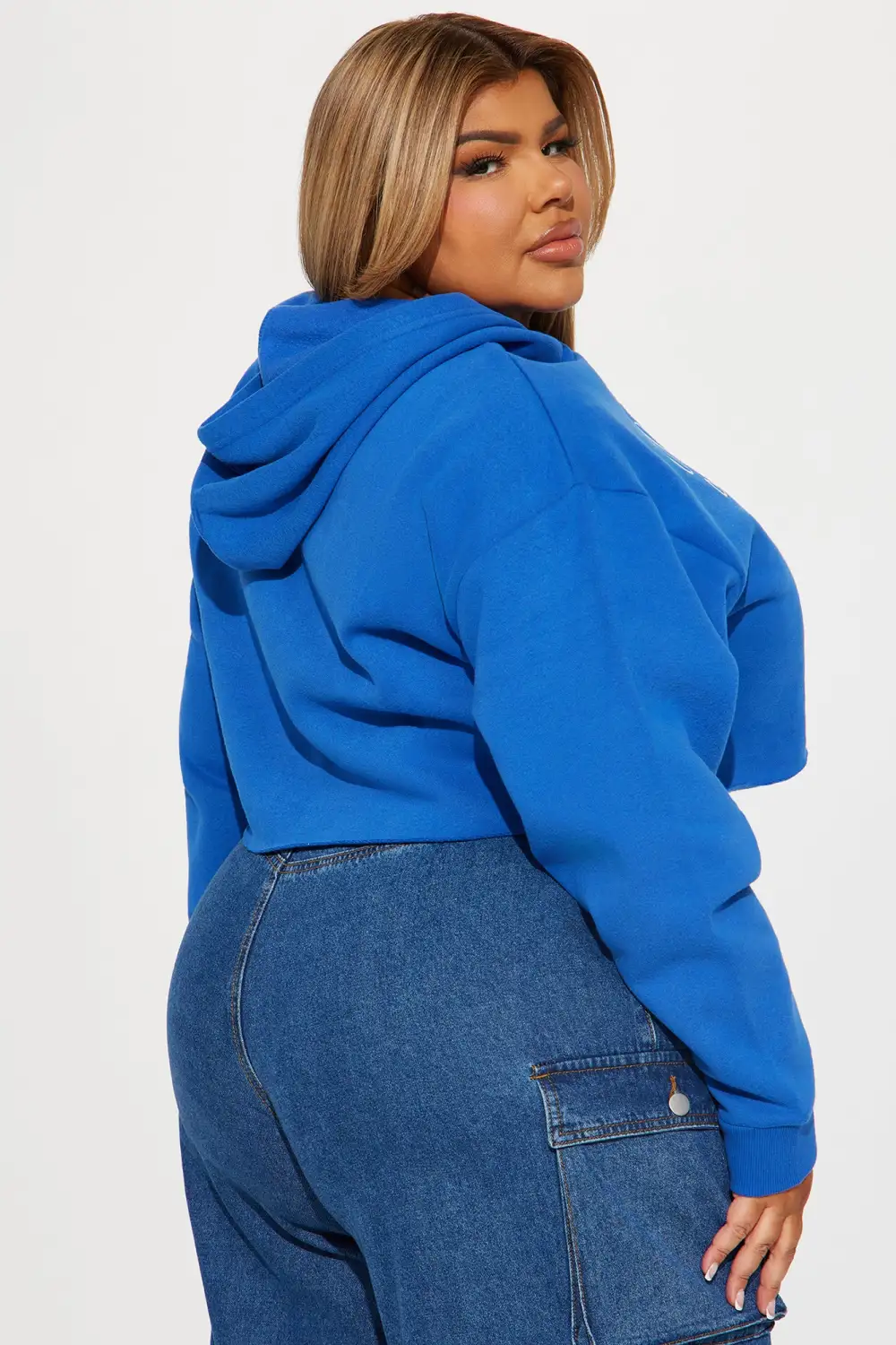 Good Vibes Good Life Crop Hoodie - Blue