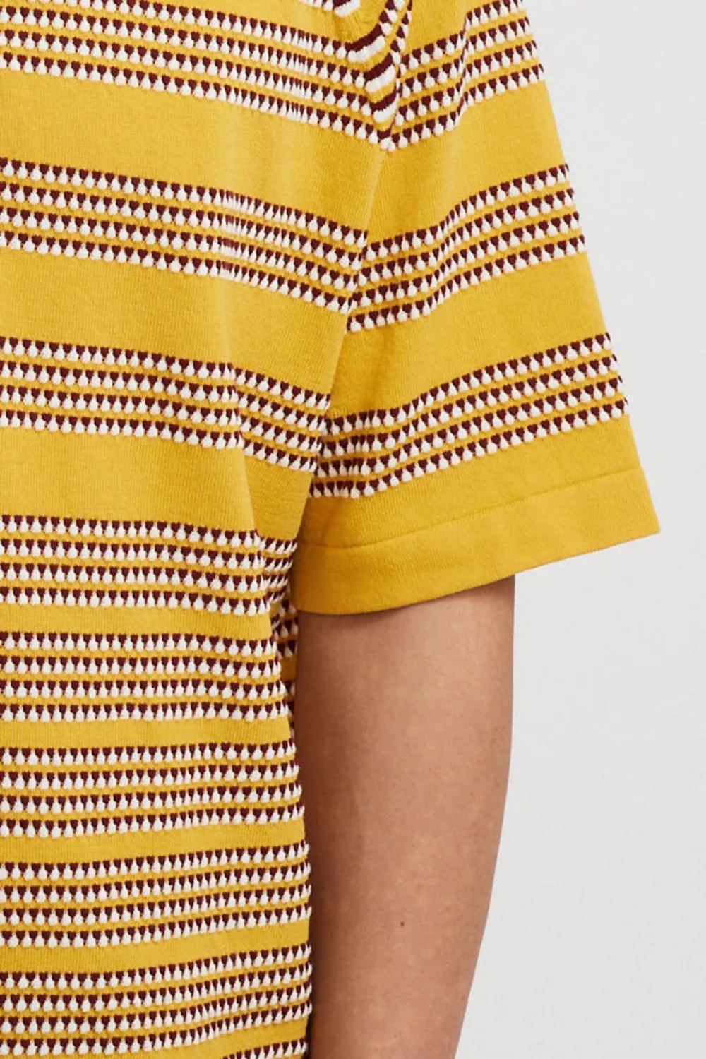 Half Zip Knit Polo Jacquard Yellow