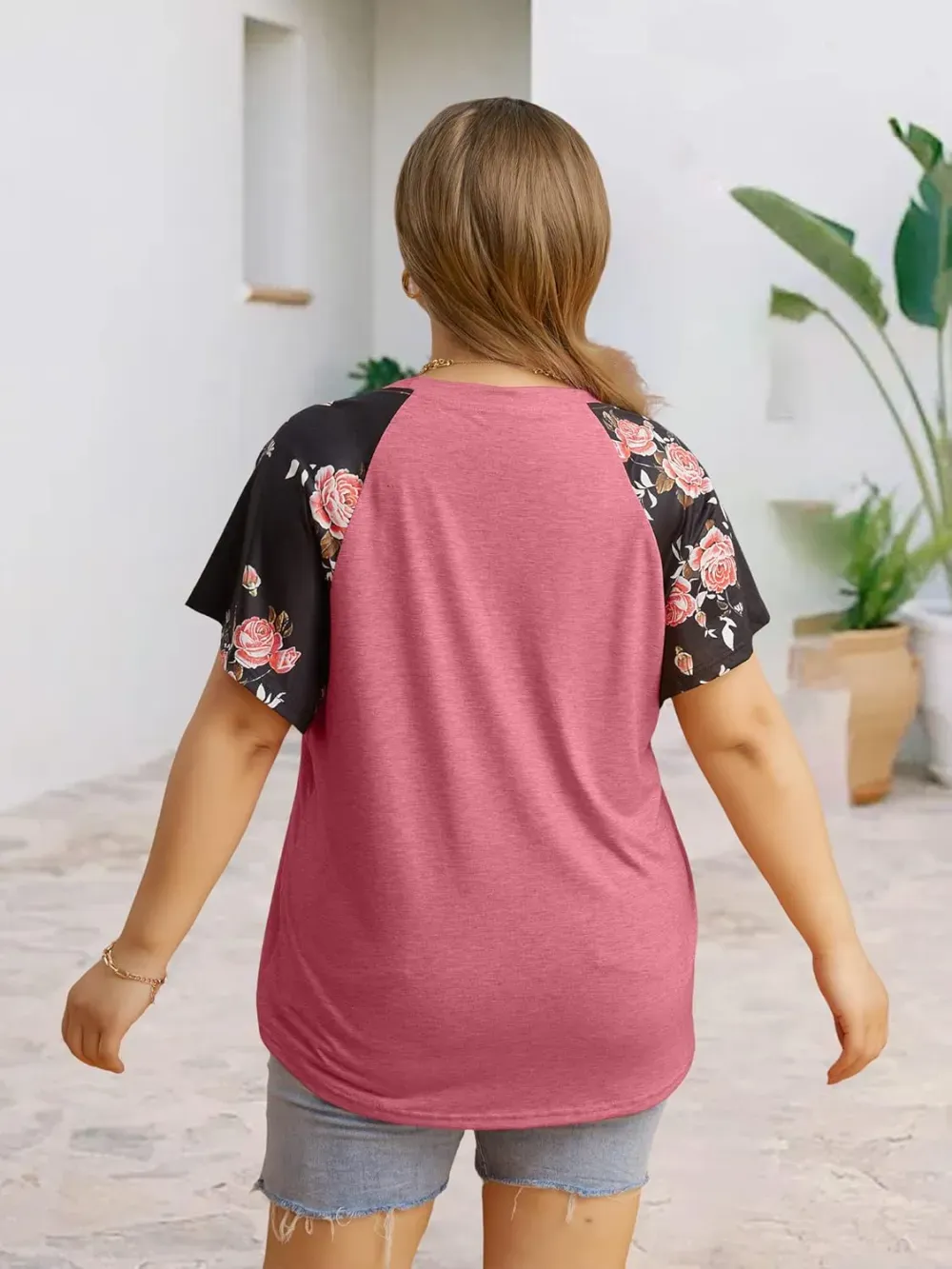 HDLTE Womens Plus Size Tops Floral Bell Sleeves Blouses Summer Crewneck Tunic Loose Casual T Shirts