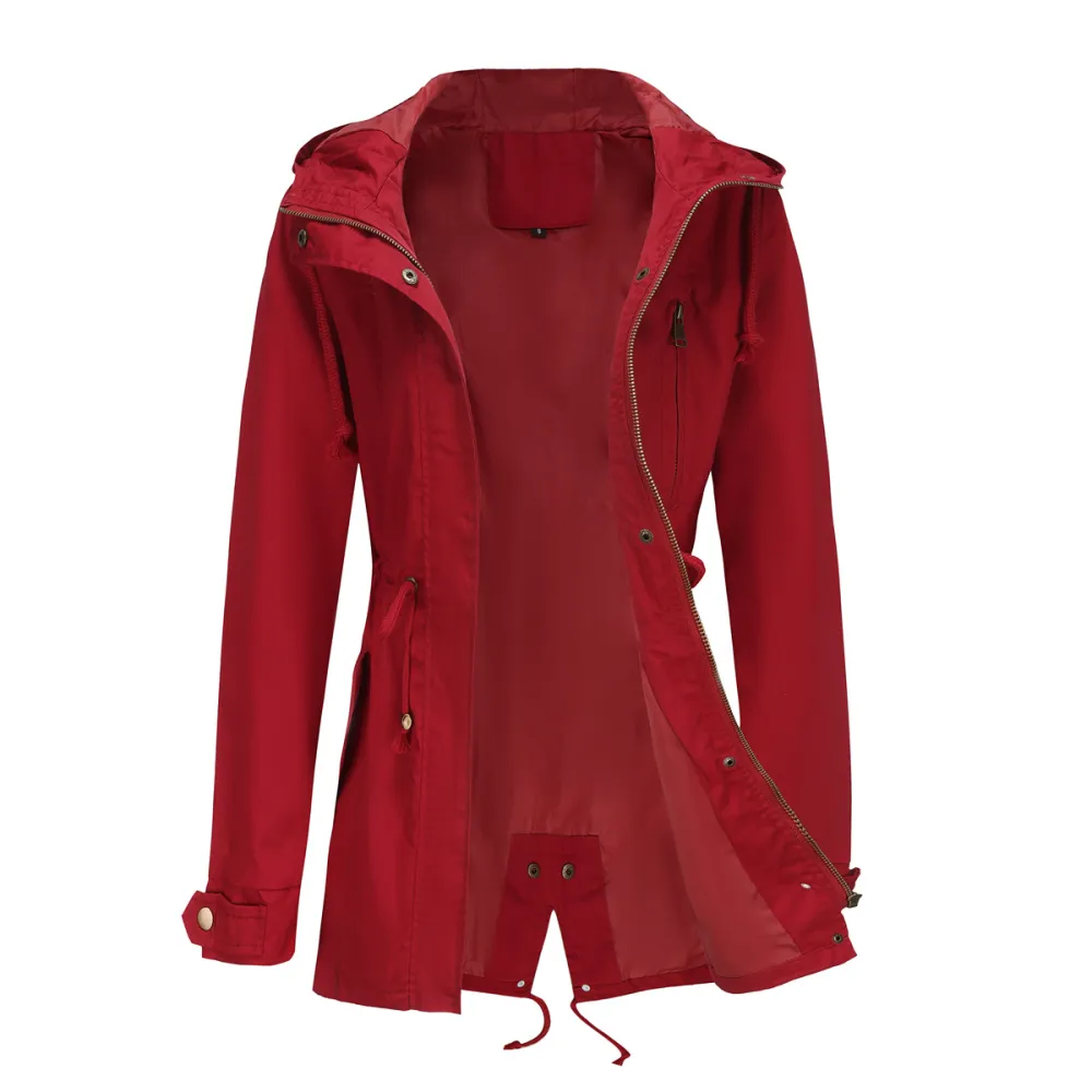 Adjustable waist hooded women jacket