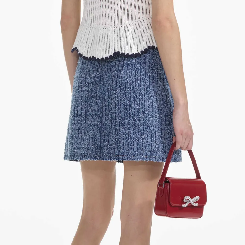 Textured Denim Mini Skirt