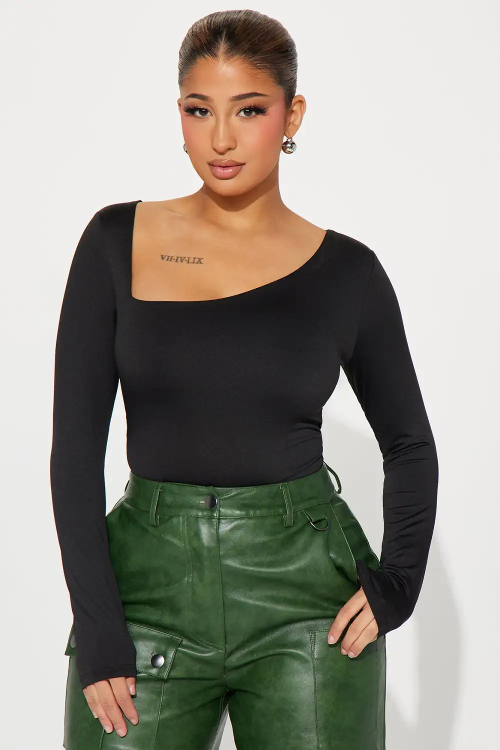 Melina Long Sleeve Bodysuit - Black