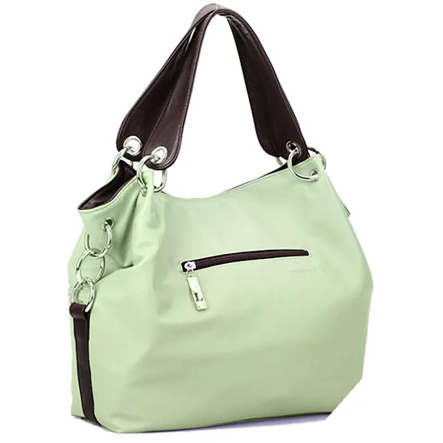 Women's Handbag Tote PU Leather Daily Zipper Solid Color Black Pink Green