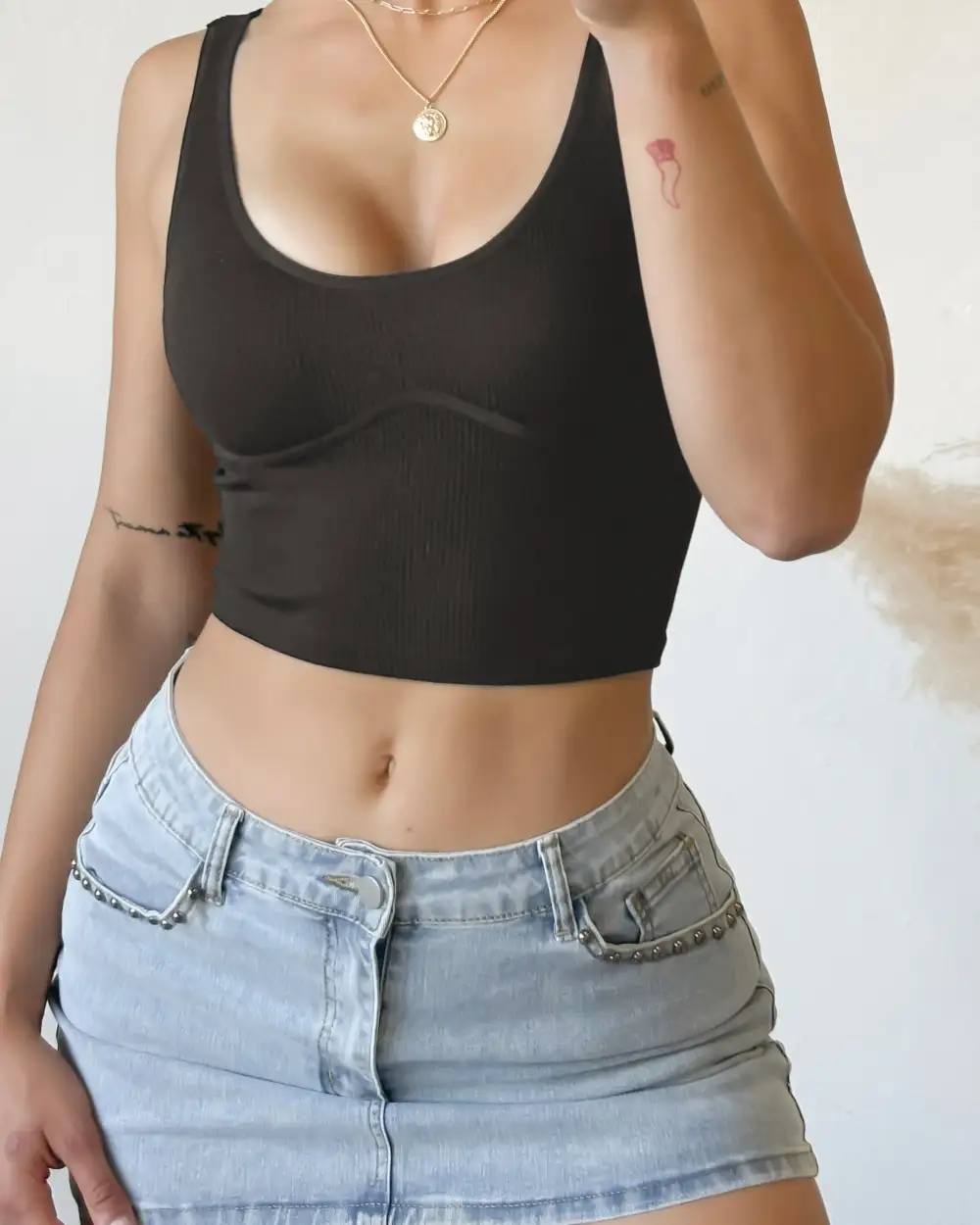 KATE RIBBED TOP (FOREST)