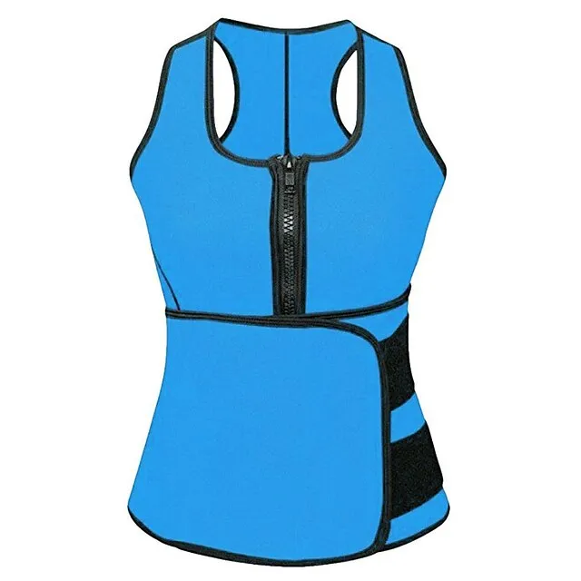 Corset Women's Plus Size Tops Simple Style Sport Classic Tummy Control Push Up Pure Color Zipper Spandex Polyester Running Gym Walking Driving Fall Winter Spring Summer Blue Purple Black