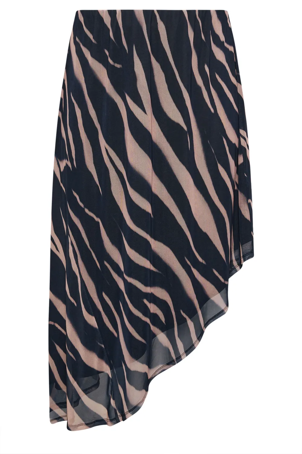 YOURS LONDON Curve Black Zebra Print Asymmetric Mesh Skirt