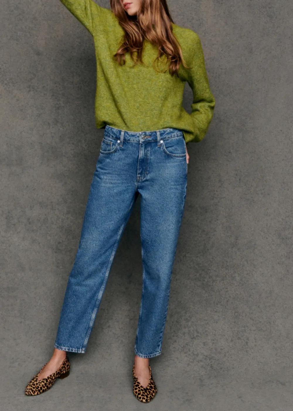 Mid-Rise Wide-leg Denim Trousers