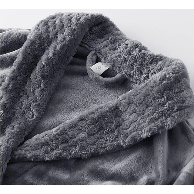 Women's Bathrobe Robes Gown Nighty 1 PCS Pure Color Warm Comfort Plush Robe Xmas Home Christmas Street Fleece Warm Lapel Long Sleeve Basic Belt Included Fall Winter White Pink