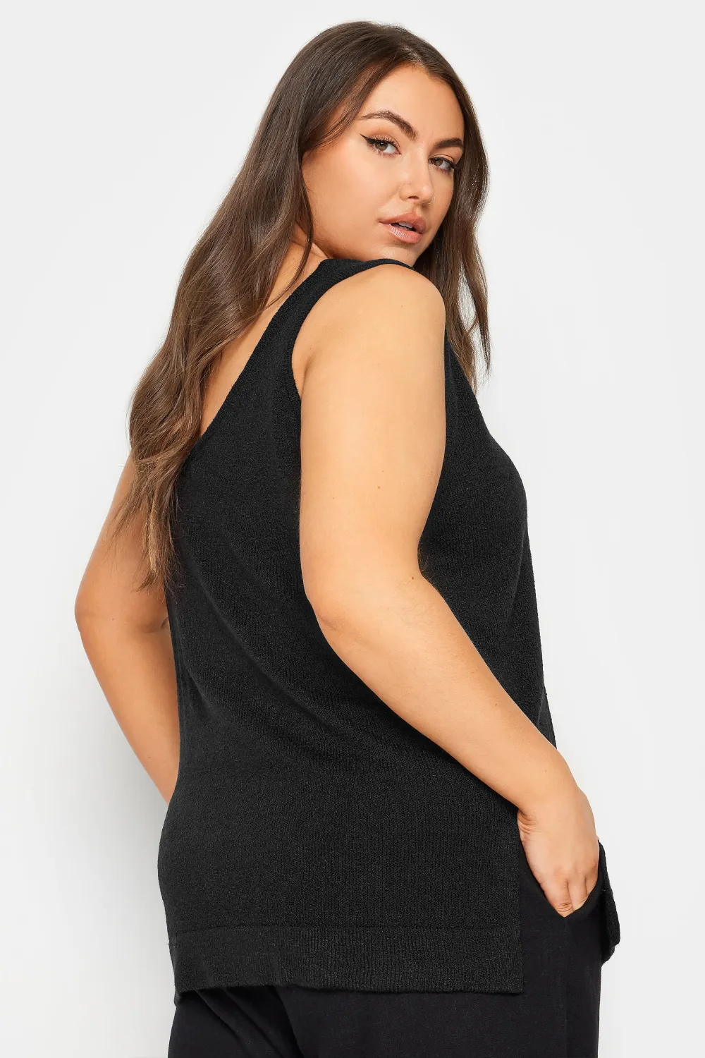 YOURS Curve Black Knitted Vest Top