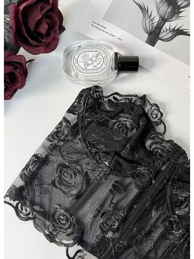 Corset Women's Corset Tops Prom Party & Evening Club Black White Red Sexy Underbust Corset Buckle Tummy Control Lace Summer Spring