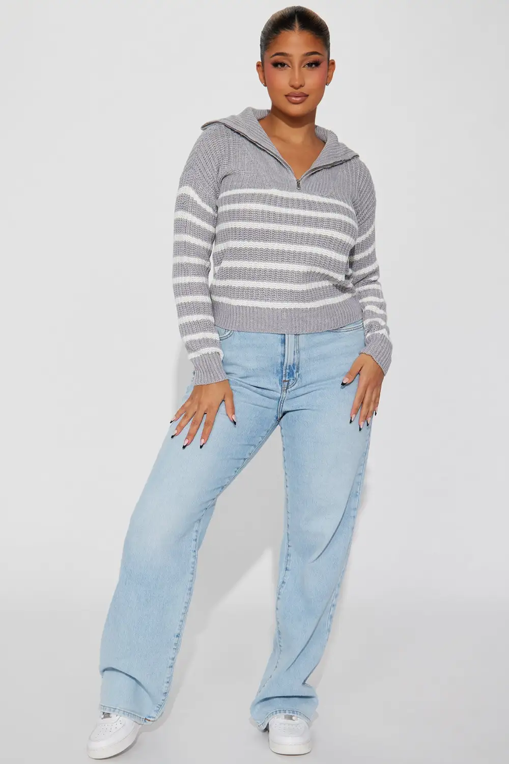 Aligned With You Sweater - Grey/combo