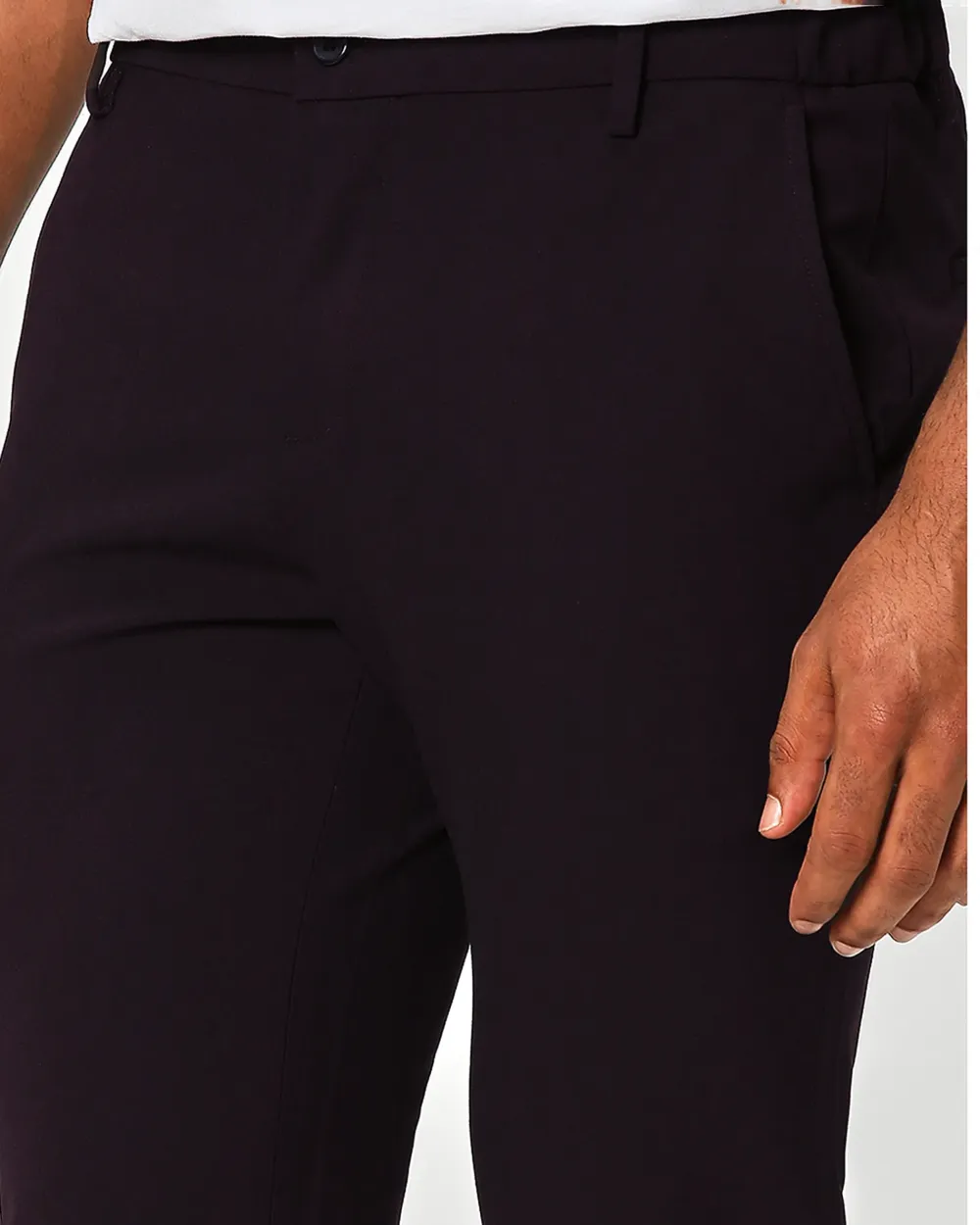 Classic Versatile Slim-Fit Straight-Leg  Maroon Trousers