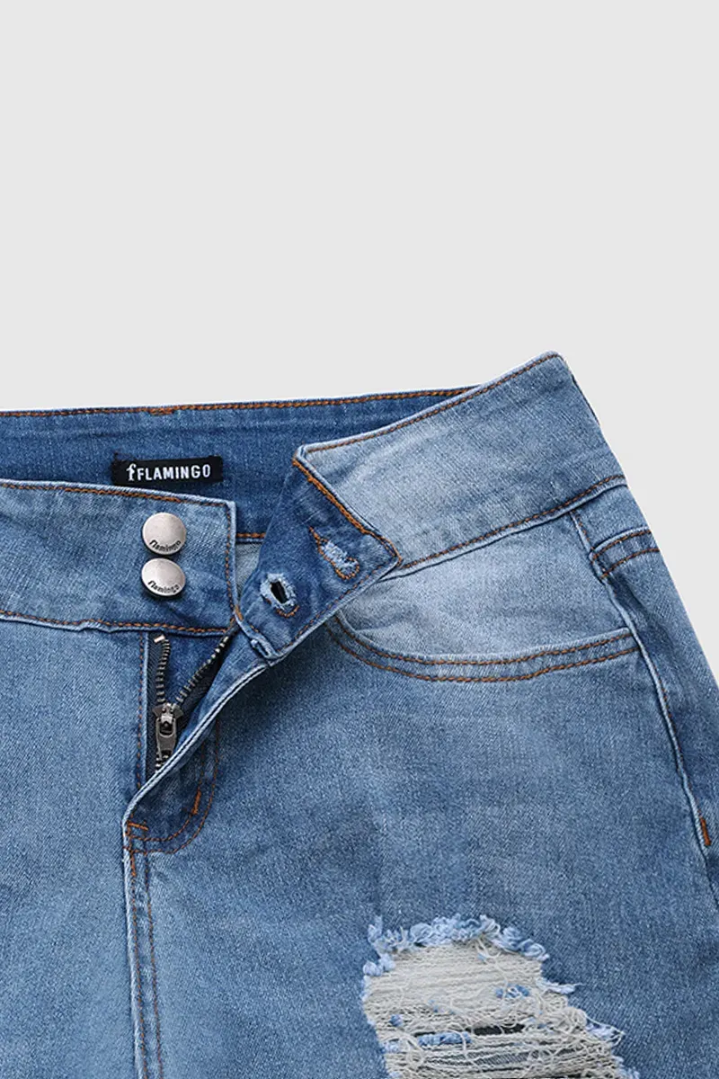 Ladder Ripped Low Rise Skinny Jeans