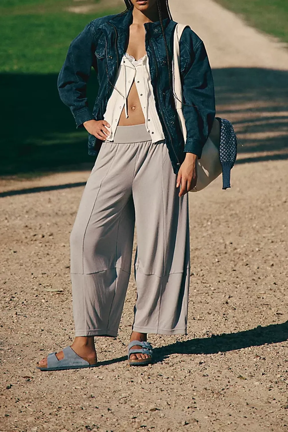 High Waist Elastic Waistband Pants