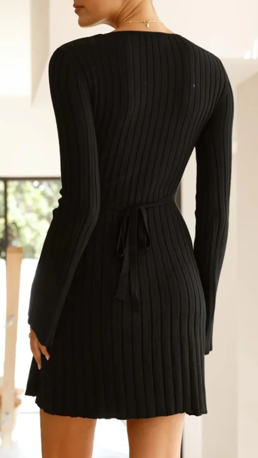 Ribbed Knitted Fabric Mini Dress