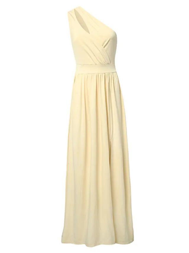 Women‘s Black Dress Prom Dress Formal Party Dress Swing Dress Long Dress Maxi Dress Red White Sleeveless Floral Split Cut Out Print Spring One Shoulder