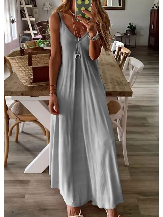 Women's Casual Dress Slip Dress Boho Dress Long Dress Maxi Dress Purple Pink Yellow Sleeveless Color Gradient Slim Fall Spring Summer V Neck Basic Daily Vacation Summer Dress 2023 S M L XL XXL 3XL