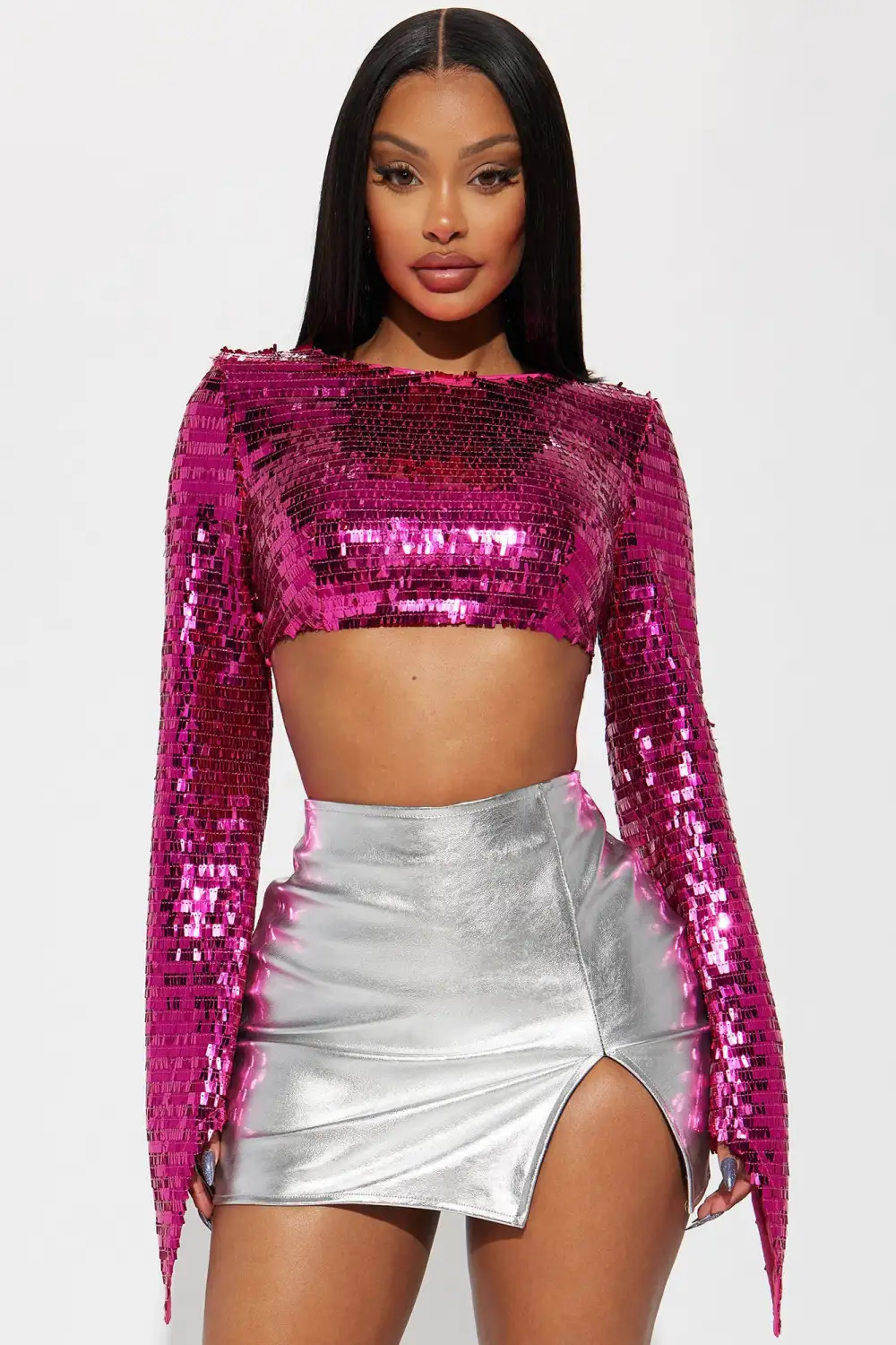 Celebrating Me Sequin Blouse Top - Pink