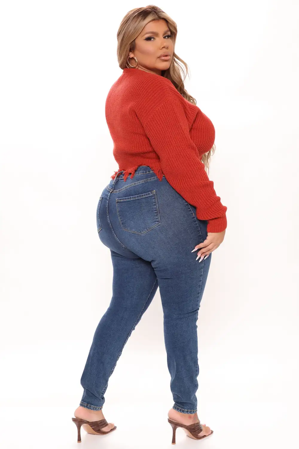 Distressed With You Cardigan - Rust