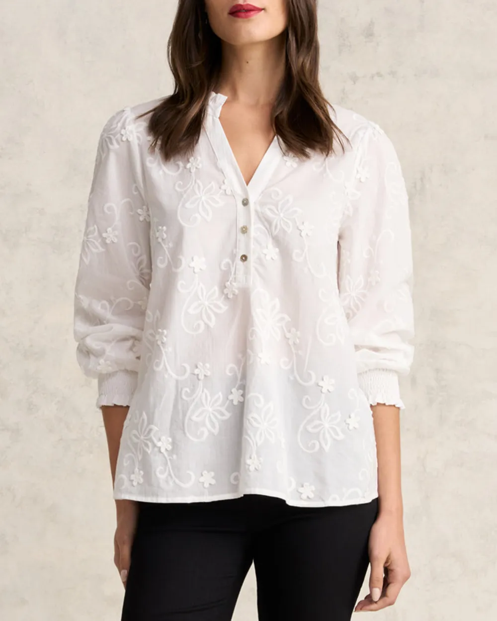 3D Floral Cotton Blouse