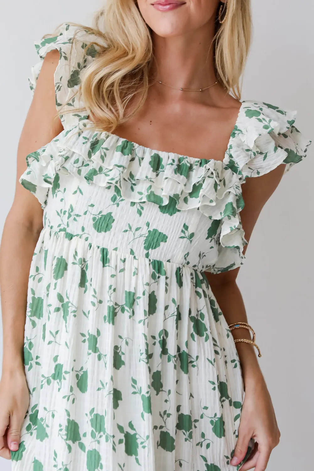 Fabulous Darling Green Floral Midi Dress