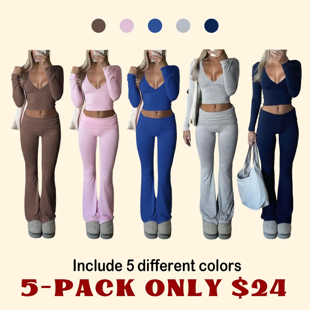 Slim-Fit Crop Top & Pants Two-Piece Set