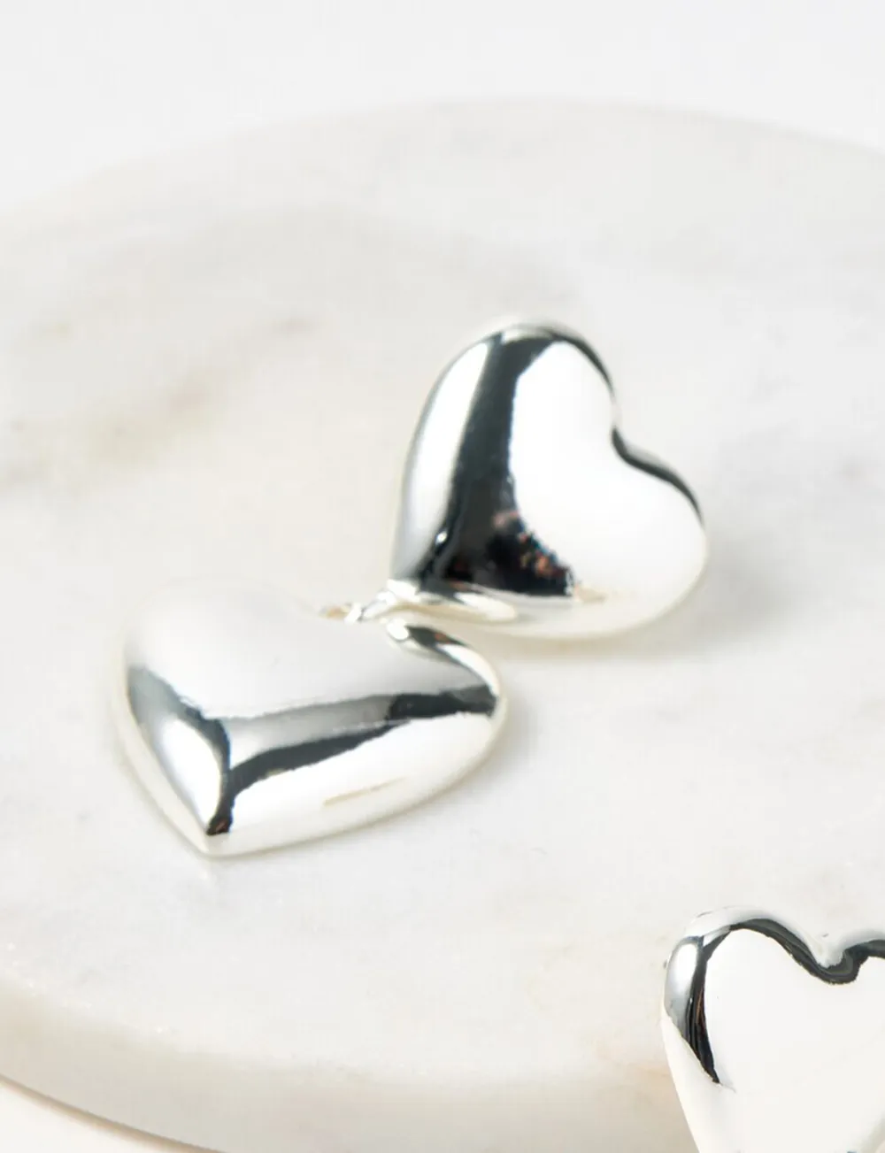 Cute And Energetic Heart-Shaped Silver Earrings