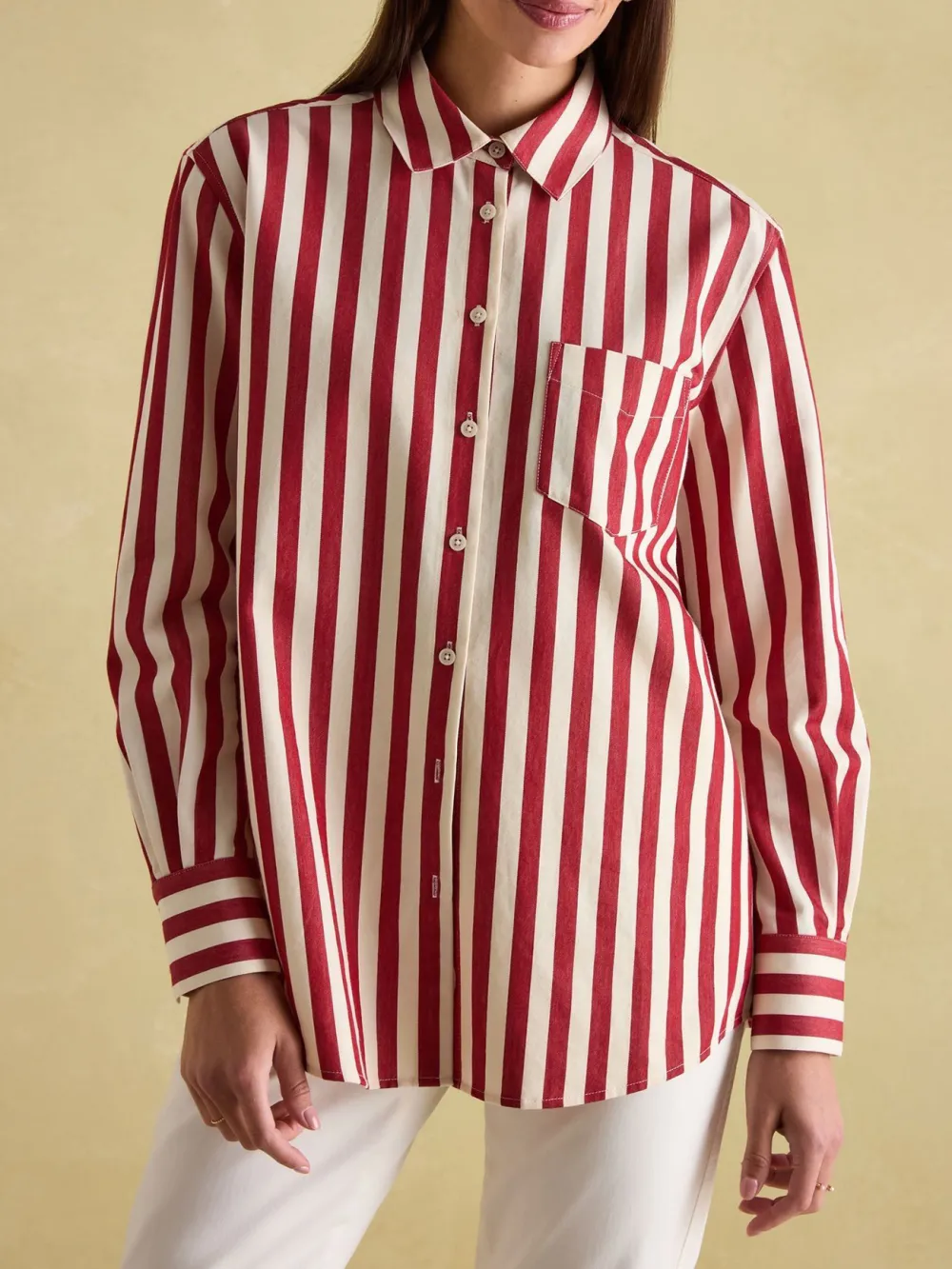 Daily Red & Cream Stripe Shirt