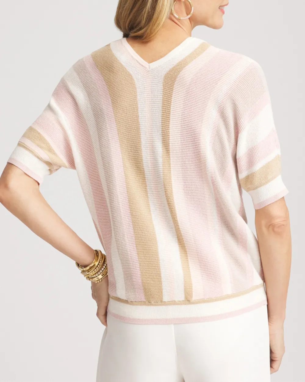 Stripe V-Neck Pullover Sweater