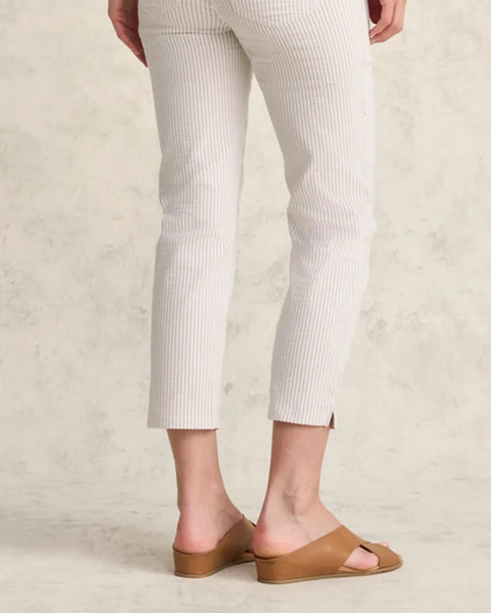 Striped Ankle Length Stretch Pants