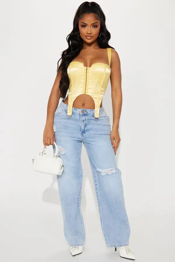 Ataya Satin Corset Top - Yellow