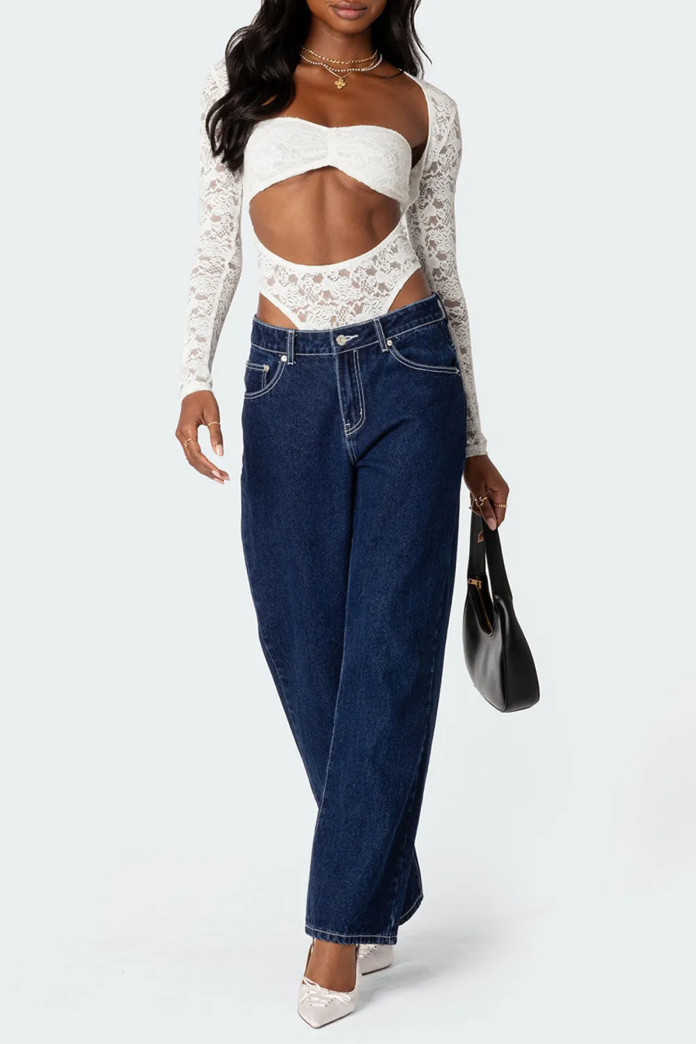 Two Piece Sheer Lace Bodysuit