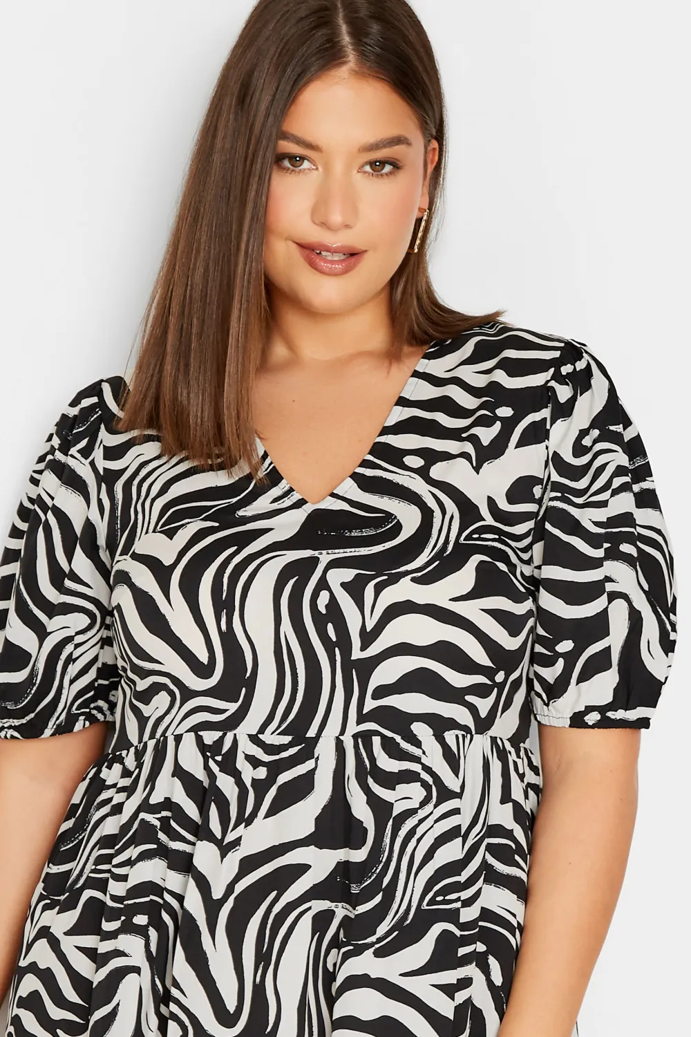 LTS Tall Black Marble Print Midi Dress