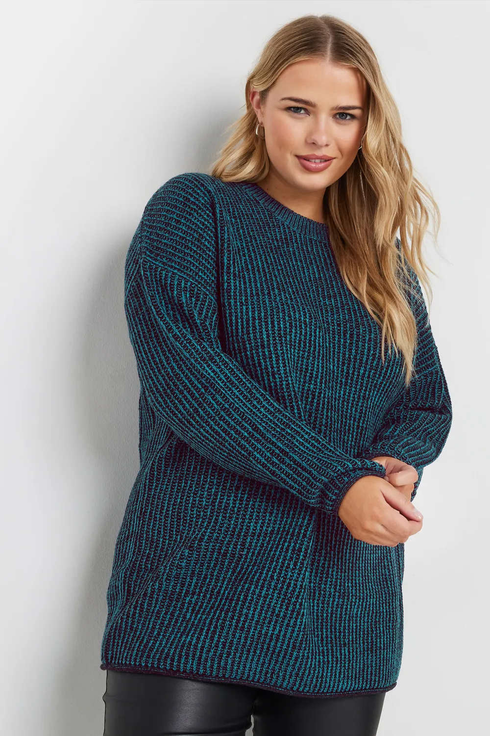 YOURS Curve Navy Blue Drop Shoulder Knitted Jumper