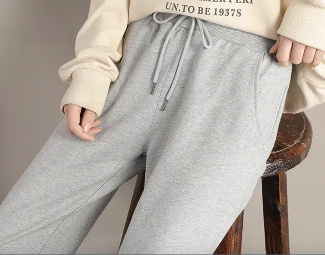 Casual Plain Pockets Lace-Up Sweatpants & Joggers