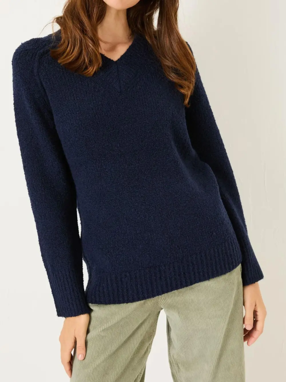 Navy Bonnie Boucle V-Neck Jumper