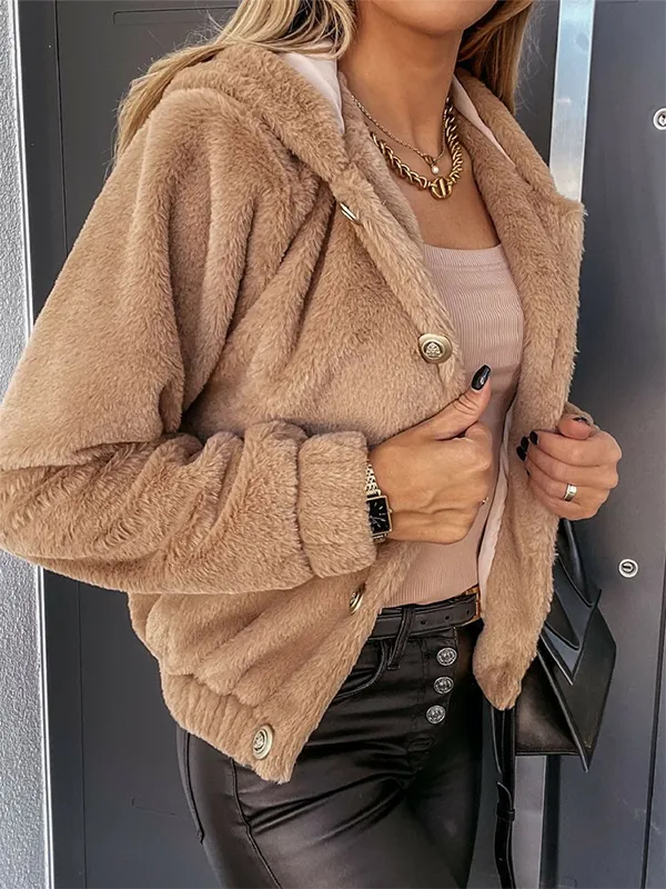 Fluff/Granular Fleece Fabric Casual Teddy Jacket