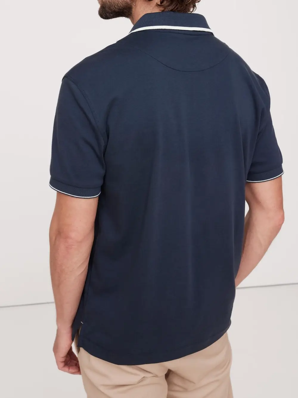 Men's Deep BlueS triped Cotton Skin-Friendly Polo Shirt