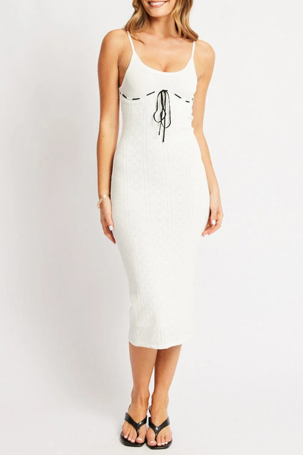 White Knit Dress Singlet Midi