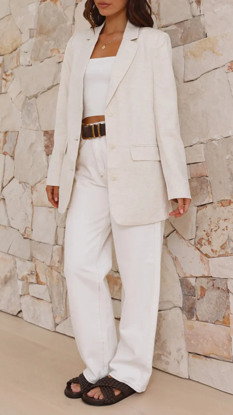 Simple Beige Suit Jacket