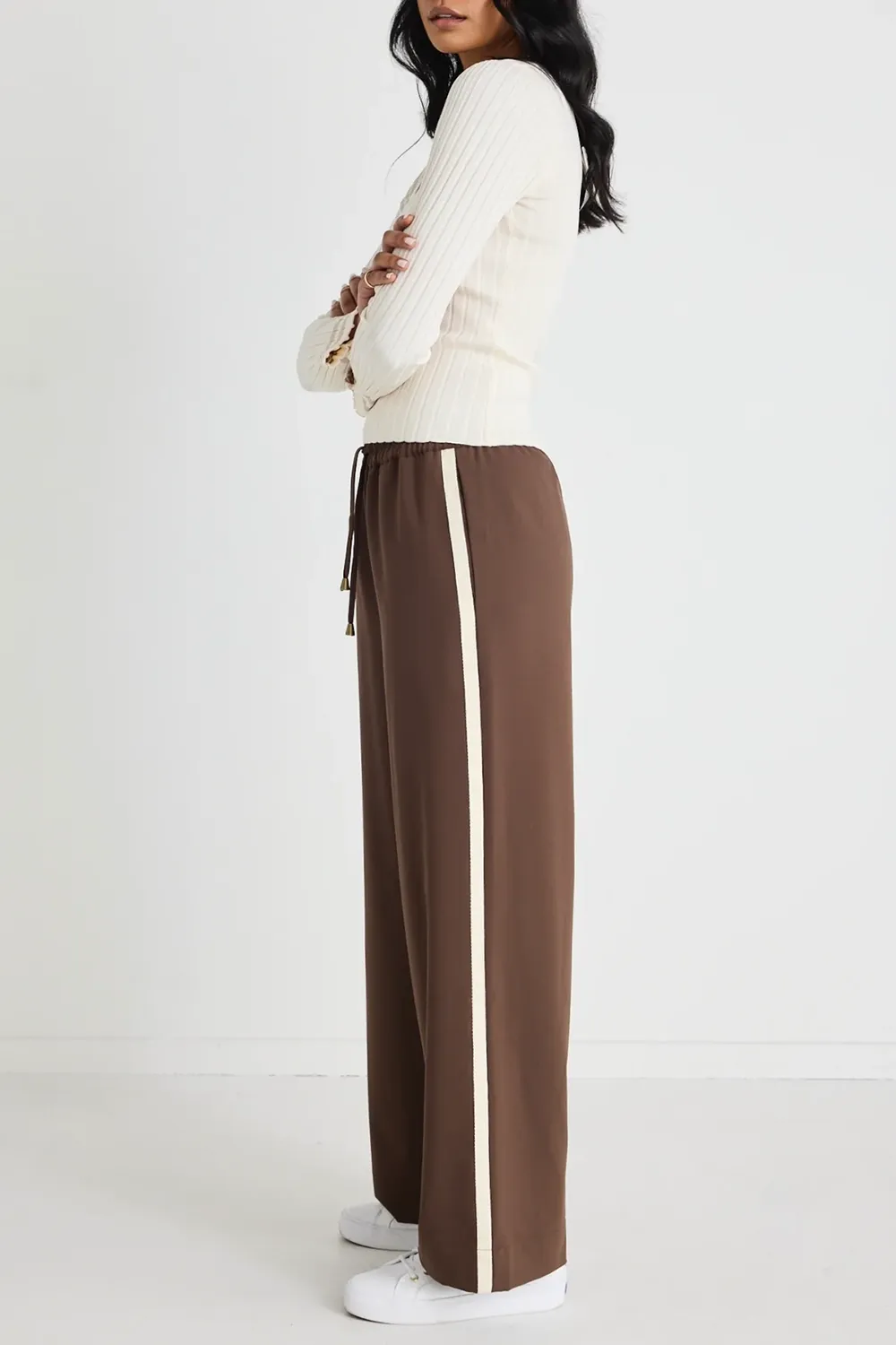 Brown Striped Track Long Pants