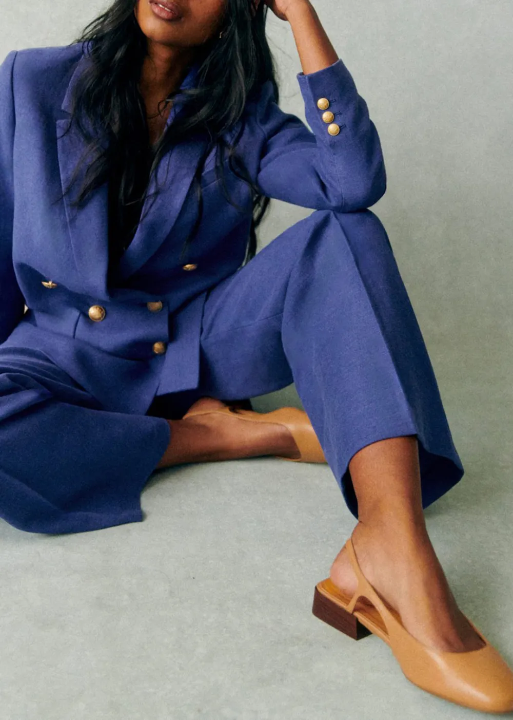 High-Rise Two-Button Straight Jeans