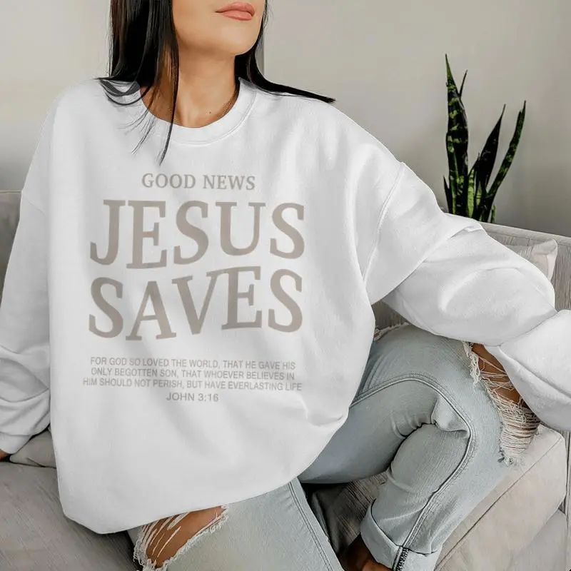 Good News Jesus Saves Cute Christian N Girls Bible Vere Women Sweatshirt