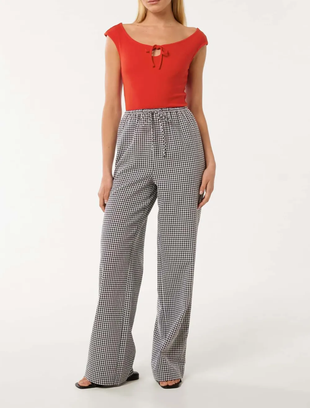 Gingham Wide Leg Pant