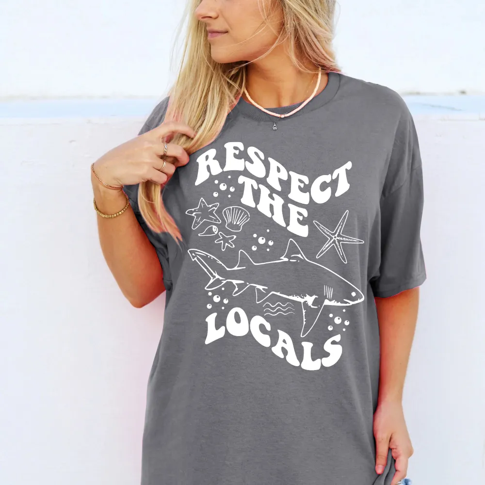 Respect Locals Shark Print Loose Tee