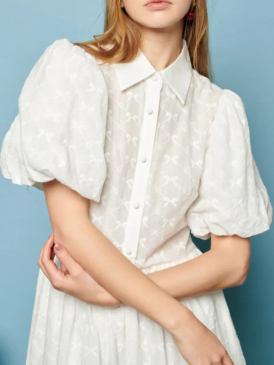 Daily Bow Embroidered Midi Dress