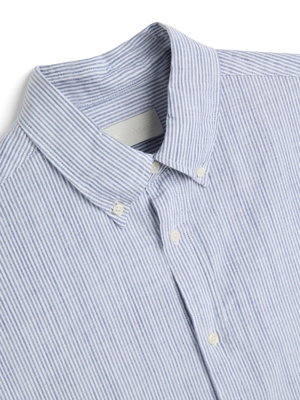 Blue Slub-Striped Cotton Shirt