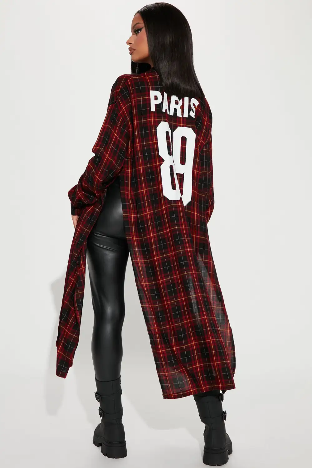 Paris Plaid Maxi Top - Red/Combo