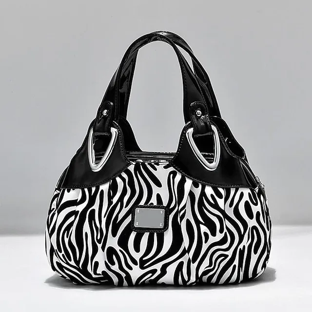 Women's Handbag Top Handle Bag PU Leather Office Daily Date Print Large Capacity Floral Print zebra Leopard White Rose