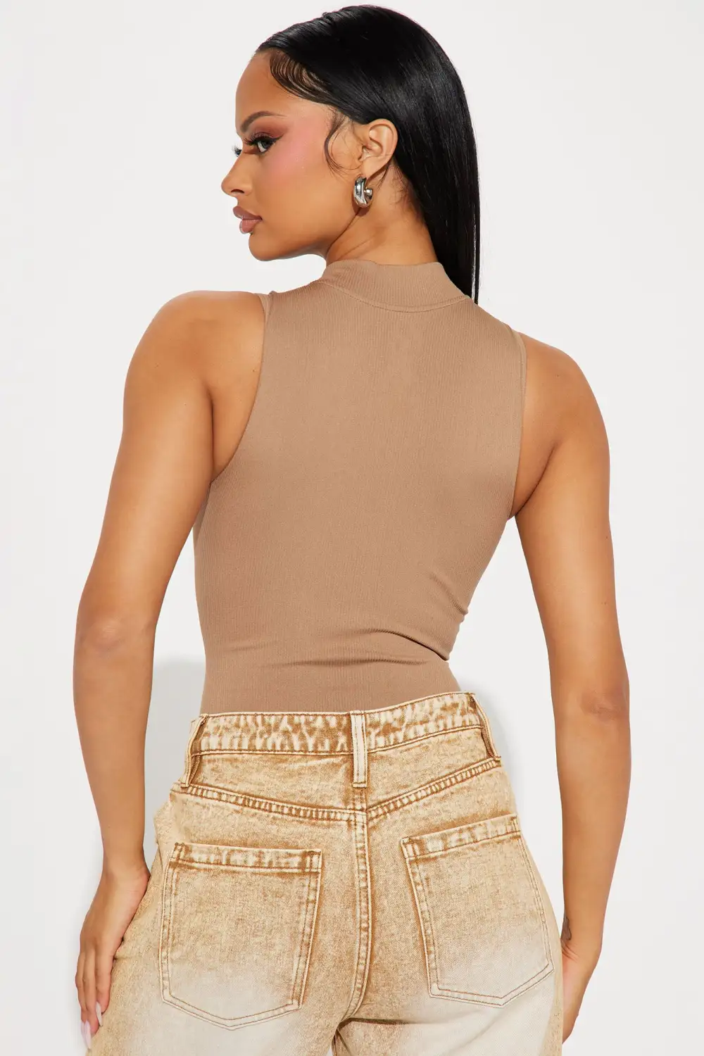 Lizette Zipper Bodysuit - Mocha